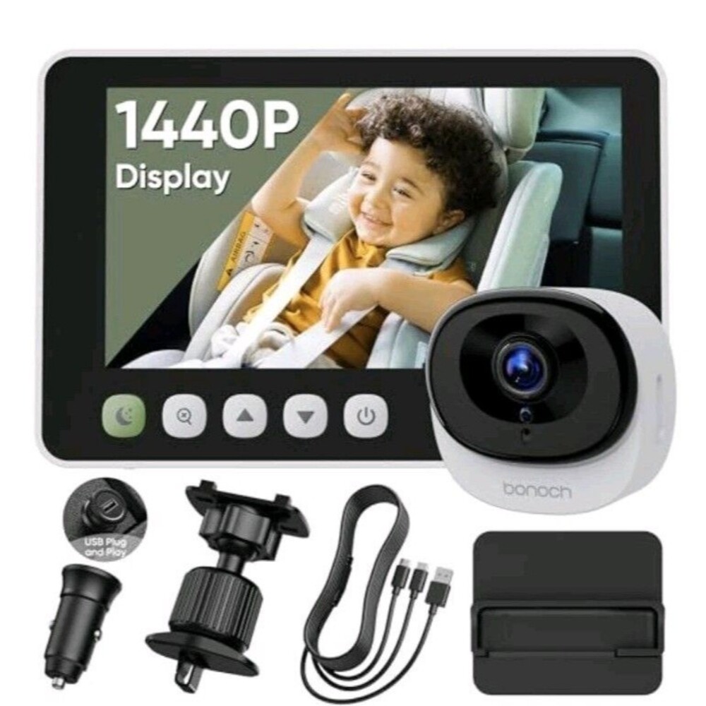5" 1440P Baby Car Camera 360 Degree Rotating Wide View Backseat Rear Facing NEW